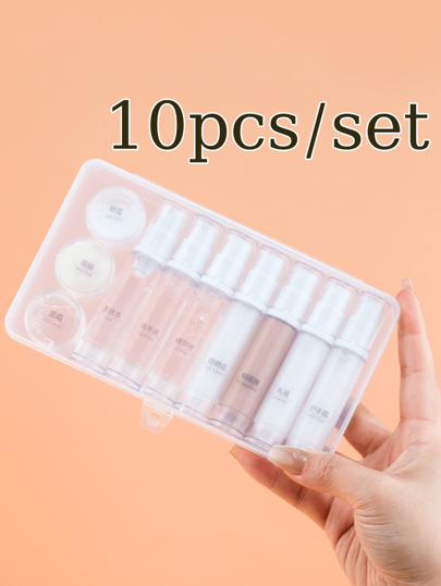 1pc/6pcs/10pcs/Set 5ml/10ml Mini Travel Transparent Cosmetic Press Pump Bottle Cream Bottle, Cosmetic Dispenser Set, Vacuum Pressure Bottle, Portable Travel Dispenser Bottle With Case, Suitable For Lotion, Skin Care, Eye Cream, Essence, Foundation Skin Care, Essential Supplies For Outing And Traveling Travel Essentials Workout School Supplies Holiday Camping Holiday Essentials Vacation Accessories Perfume For Women Perfume For Men Perfume Beach