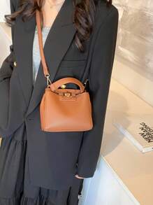 1 Stück Mini-Handtasche im Vintage-Stil für Lippenstifte, Umhängetasche für Frauen für Partys mit Metall-Dekor, tragbare einfarbige Tasche mit verstellbarem Riemen für Mädchen und Teenager, leichter Luxus Damen-Tasche, elegante Crossbody-Handtasche vielseitig für die Arbeit