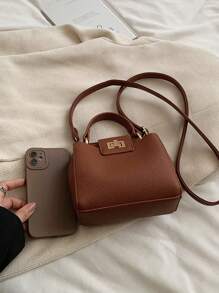 1 Stück Mini-Handtasche im Vintage-Stil für Lippenstifte, Umhängetasche für Frauen für Partys mit Metall-Dekor, tragbare einfarbige Tasche mit verstellbarem Riemen für Mädchen und Teenager, leichter Luxus Damen-Tasche, elegante Crossbody-Handtasche vielseitig für die Arbeit