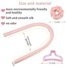 Heatless Hair Curlers For Long Hair With Silk Bonnet, Slouchy Crimper Satin Bonnet Single Layer Elastic Band Silk Sleep Cap Black Soft Adjustable Hair Cap Hair Wrap Large Bonnets For Sleeping. Soft Wave DIY Hair Rollers Styling Tool For Overnight No Heat Curling Rod Headband For Women And Girls