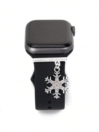 1pc Higher Quality Women Fashion Silvery Snowflake Watch Band Charm Decoration Ring,Compatible With Apple Watch Bands Accessories Compatible With Galaxy Watch Strap Series Charms Decor,Perfect Holiday Gifts