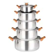 Juego de Ollas de Acero Inoxidable, Juego de Ollas de Doble Oreja de Diez Piezas, Mejor Regalo de Navidad, 5 Sartenes y 5 Tapas, para Navidad y Año Nuevo Chino, Picnic de San Valentín y Senderismo - Plateado - Ver 1