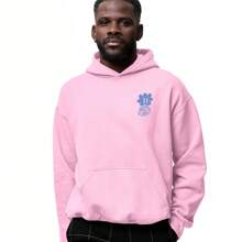 Abstract Flower Blue Street Cold Weather Hoodie - 淺粉色 - 查看 2