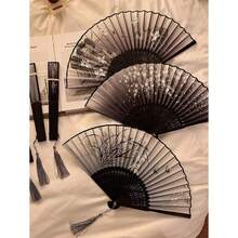 1件，新中式折扇，拍照道具，仿古风扇子，景区古典舞蹈扇子，工艺折竹扇，款式随机 - 彩色 - 查看 6
