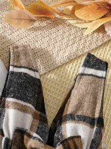 Set de 2 piezas con top acanalado + vestido de jumper a cuadros para niña, otoño/invierno - Blanco - Ver 5