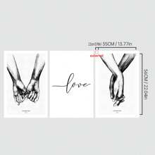 3pcs Letter & Hand Print Unframed Painting - Multicolor - View 12