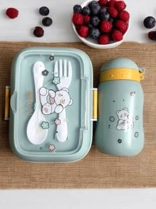 Juego de lonchera para adultos y niños, toper y botella  CON FIGURITAS - Verde Oliva - Ver 5