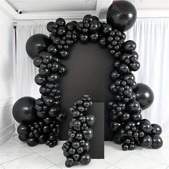 106 st svart latex ballongset-tillgänglig i 18-, 12-, 10- och 5-tums storlekar för födelsedagar, bröllop, examen, fester och årsdagar, jul