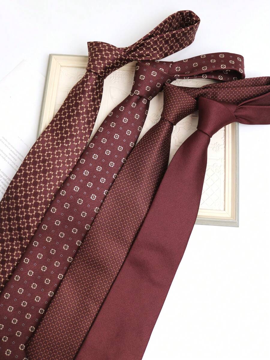 1 条勃艮第手工领带，适合休闲、婚礼、商务和派对场合男士领带 - 彩色 - 查看 1