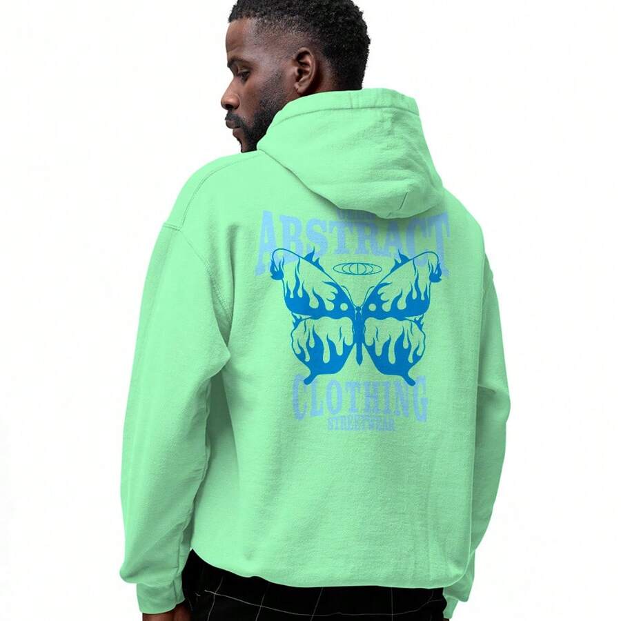 Abstract Clothing Street Cotton Sweatshirt Top - Màu xanh Bạc hà - Xem 1