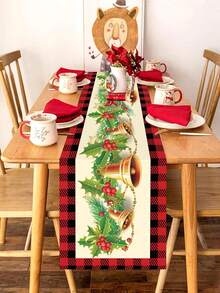 1 件圣诞主题桌旗，圣诞老人姜饼人红花金铃图案，圣诞快乐，适合圣诞派对装饰、客厅墙壁装饰、万圣节、万圣节装饰 - 彩色 - 查看 9