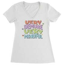 Very Demure, Very Mindful Ladies V-Neck T-Shirt