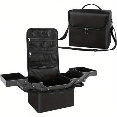 Makeup Box 29x21x27cm Storage Vanity Case Professional Large Portable Storage Beauty Box Makeup Organiser Storage Cosmetic Box With Shoulder Strap Nylon Fabric