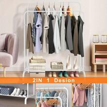 Kleiderständer Garderobenständer Kleiderstange Schwerlast Garderobe Doppelstangen Ablagen Stabile Konstruktion Geräumige Abmessungen für Zuhause Wohnzimmer