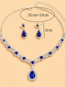 3 Piezas Conjunto De Joyería De Moda Para Mujeres De Boda Con Borlas, Aretes Y Collar De Diamantes De Imitación, Accesorios De Moda Para Fiestas De Lujo