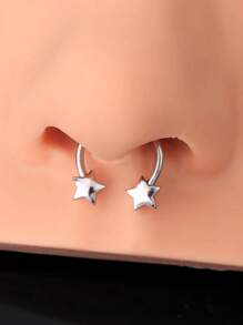 1 pieza Piercing de septum de acero inoxidable de 16G con diseño de estrella, corazón y mariposa, anillo de septum de 10mm como regalo de San Valentín o cumpleaños para mujeres y hombres