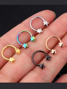 1 pieza Piercing de septum de acero inoxidable de 16G con diseño de estrella, corazón y mariposa, anillo de septum de 10mm como regalo de San Valentín o cumpleaños para mujeres y hombres
