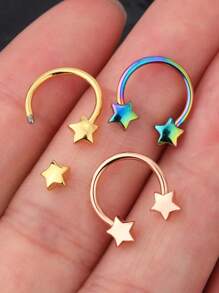 1 pieza Piercing de septum de acero inoxidable de 16G con diseño de estrella, corazón y mariposa, anillo de septum de 10mm como regalo de San Valentín o cumpleaños para mujeres y hombres