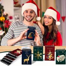 8 件装圣诞线圈记事本，节日纸质日记本，带穿孔页，适合节日礼物和朋友 - 各种季节性设计 - 多色 - 查看 3