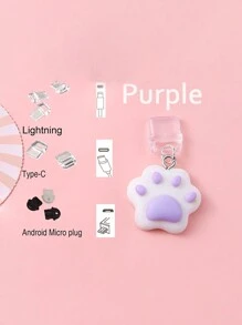 1pc Dog Paw, Cat Paw, Bear Paw Resin Anti-Dust Plug For IPhones, Android, Lightning, And Type-C Ports - Clear - View 6