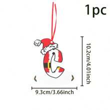 1 件圣诞主题 DIY 26 个字母挂饰，木制装饰，圣诞帽红色字母袜子，适用于圣诞树装饰，DIY 名称。可书写。，圣诞节 - 彩色 - 查看 15