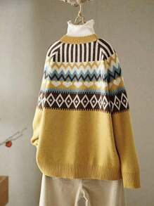 Heart Pattern Knitted Cardigan, Casual Button Front Long Sleeve Cardigan For , Women's