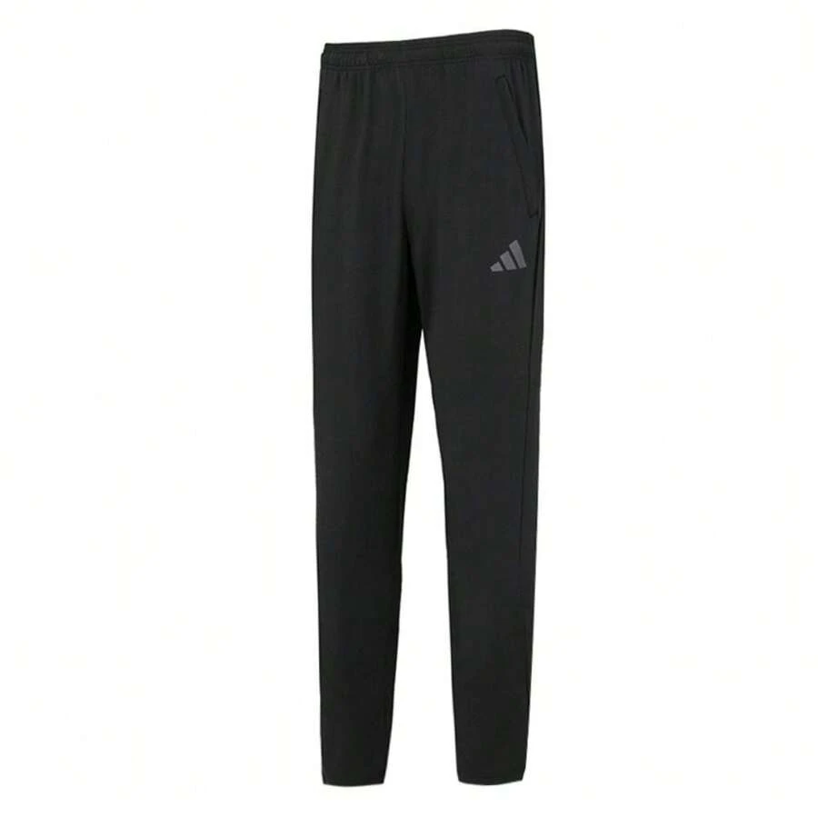 Adidas 男士透气舒适运动裤，TR-ES+ BL 锥形裤腿休闲裤，适合日常穿着和户外训练 - 黑色/深灰 - 查看 1