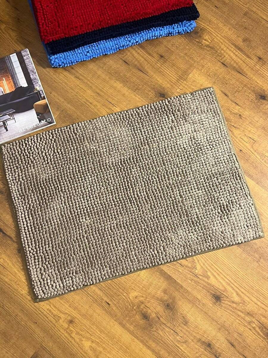 Tapete de Banheiro Bolinha Microfibra Premium Antiderrapante 50x70 Cm - Bege - Visão 1
