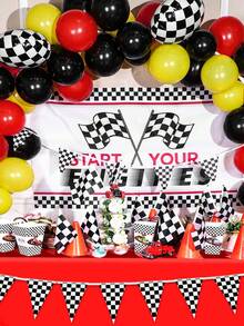 PARTYJRONE 3 đồ trang trí tiệc theo chủ đề đua xe màu đỏ - Khăn trải bàn kẻ caro, Khăn trải bàn đường đua, Thích hợp cho tiệc sinh nhật, Tiệc xe đua - Nhiều màu - Xem 5