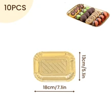 10个金色蛋糕纸托盘，加厚一次性长方形纸板，带防油涂层，适用于高档甜品桌、纸杯蛋糕展示、生日派对、婚礼和其他场合。 - 金色 - 查看 14
