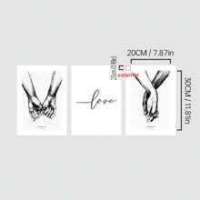 3pcs Letter & Hand Print Unframed Painting - Multicolor - View 14