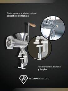 Molino Carne Picadora Manual Portátil Prensa 95kg/h Aluminio Equipo Para Cocina - Gris - Ver 7