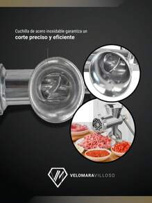Molino Carne Picadora Manual Portátil Prensa 95kg/h Aluminio Equipo Para Cocina - Gris - Ver 5