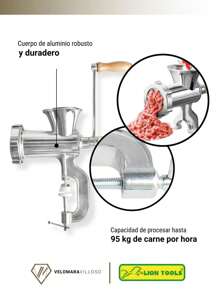 Molino Carne Picadora Manual Portátil Prensa 95kg/h Aluminio Equipo Para Cocina - Gris - Ver 4
