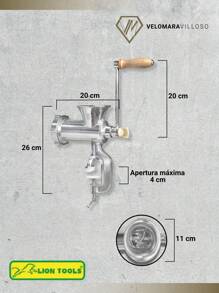 Molino Carne Picadora Manual Portátil Prensa 95kg/h Aluminio Equipo Para Cocina - Gris - Ver 6
