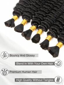 Cabello humano a granel de ondas profundas para trenzar, sin trama, 1 paquete, color negro natural, extensiones de cabello para trenzar, cabello humano para trenzar - SNatural - Ver 3