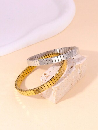 1pc Minimalist Stainless Steel Elastic Bracelet