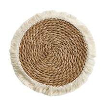1pc Straw Plaited Article Round Placemat, Natural Tassel Table Pad, Western Food Table Mat, Coffee Table Pad, Heat Insulation Mat, Hotel Waterproof Non-Slip Table Decoration Pad, Home Decoration - Multicolor - View 20
