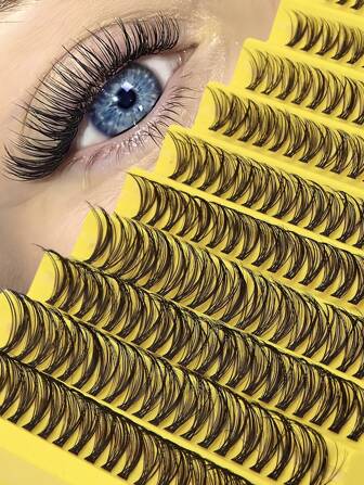 200 簇仿貂皮睫毛延长 - D 卷曲，自然纤细外观，可重复使用 DIY 睫毛套件，睫毛簇，单根睫毛，睫毛，假睫毛