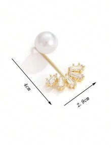 1個人造珍珠胸針,高級女士防滑扣設計,質感高雅的服飾配件,適用於女孩的優美領口別針 - 金黃色 - 查看 6