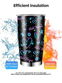 1 件，个性化 20 盎司不锈钢双层玻璃杯，多个区域印有名字的杯子，水杯，夏季饮具，定制 - 多色 - 查看 6