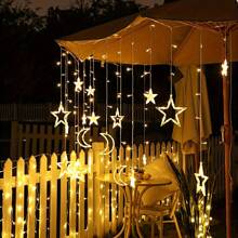 1 Set Moon & Star Fairy String Lights, 120 LED Twinkling Curtain Lights, Applicable For Christmas, Wedding, Party, Home Bedroom, Balcony, Garden, Outdoor Decor,Room Decor Christmas Decor Christmas Light Bedroom Decor Home Decor Party Decor Holiday Festival Christmas Gift Thanksgiving Christmas Tree Decor Ornaments - 彩色 - 查看 6