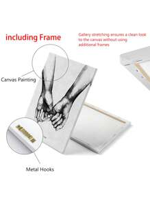 3pcs Letter & Hand Print Unframed Painting - Multicolor - View 10