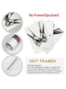 3pcs Letter & Hand Print Unframed Painting - Multicolor - View 11