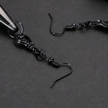 chiếc Phong cách kiến trúc Gothic Mặt dây chuyền đá quý màu đen sẫm & Bông tai quyến rũ dơi - màu đen - Xem 7