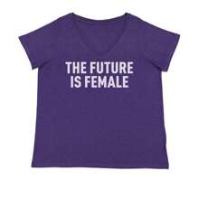 The Future Is Female Ladies V-Neck T-Shirt - Màu Hồng Tươi - Xem 10