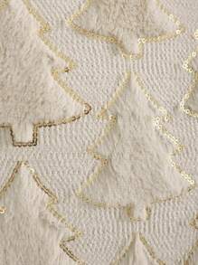 Miater 1 vỏ gối trang trí Giáng sinh bằng vải nhung Jacquard hình cây thông Noel cho phòng khách và phòng ngủ - Màu be - Xem 11