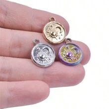 5 件装不锈钢万圣节/圣诞节金/银星、心形吊坠饰品，DIY 项链、手链、耳环、包包、衣服拉链装饰配件 - 不銹鋼配件 - 查看 8