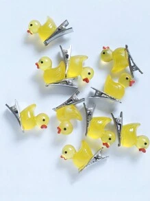 10 Pcs Cute Cartoon Duck Hair Clips - Plastic, One-Size-Fits-All, Hair Accessory - Multicolor - View 11