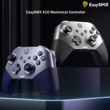 EasySMX X10，PC 和多平台游戏控制器，配备全机械按钮和霍尔操纵杆、霍尔触发器、替换磁性外壳、三模式连接（USB+BT+有线），兼容 PC/Android/IOS/NS/平板电脑，适用于黑神话悟空游戏 - 銀色 - 查看 2
